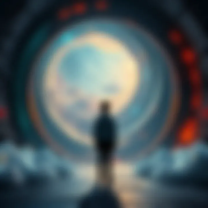 A person stands in front of a swirling time portal, contemplating the idea of changing their grandfather's identity instead of erasing themselves from existence.