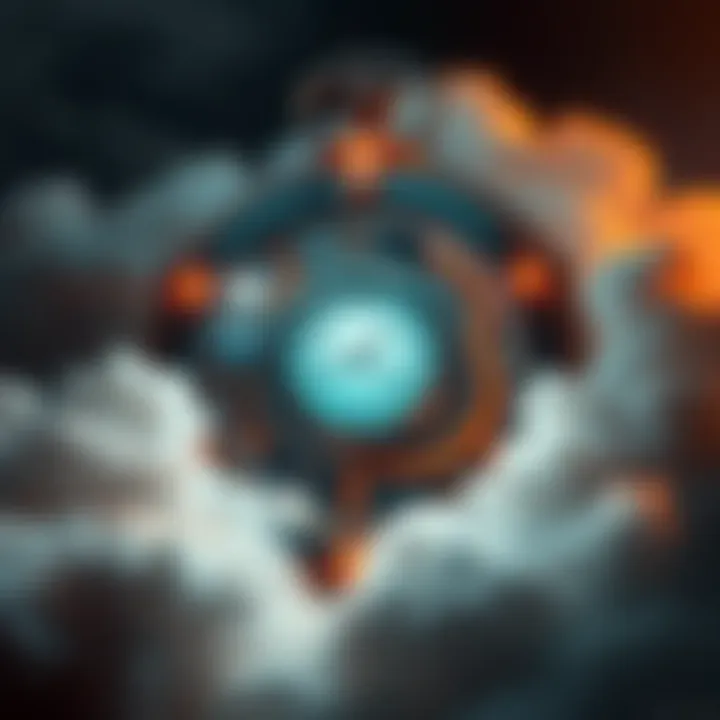 Time Travel Concept A futuristic time machine with glowing elements surrounded by swirling clouds, symbolizing the idea of traveling back in time.