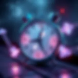 A visual representation of time travel with a clock and arrows indicating forward and backward movement in time.