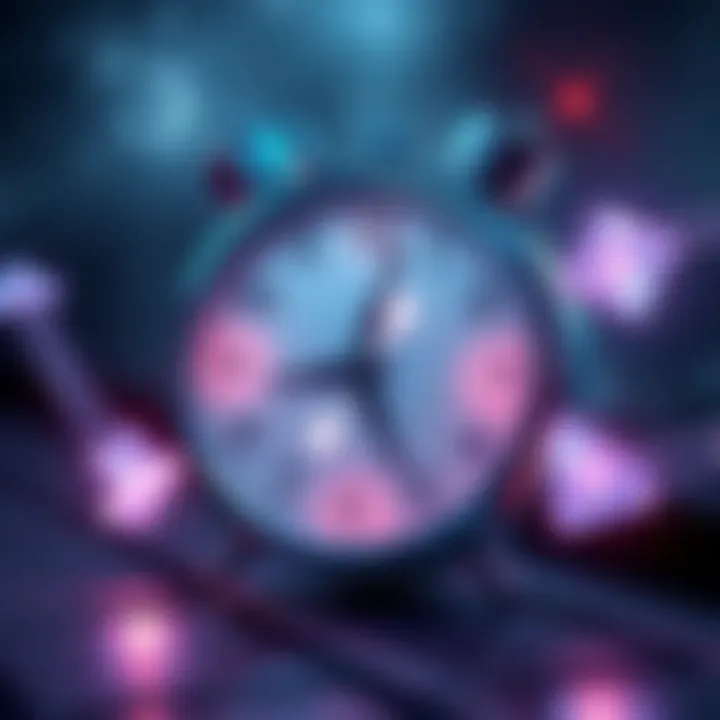 A visual representation of time travel with a clock and arrows indicating forward and backward movement in time.