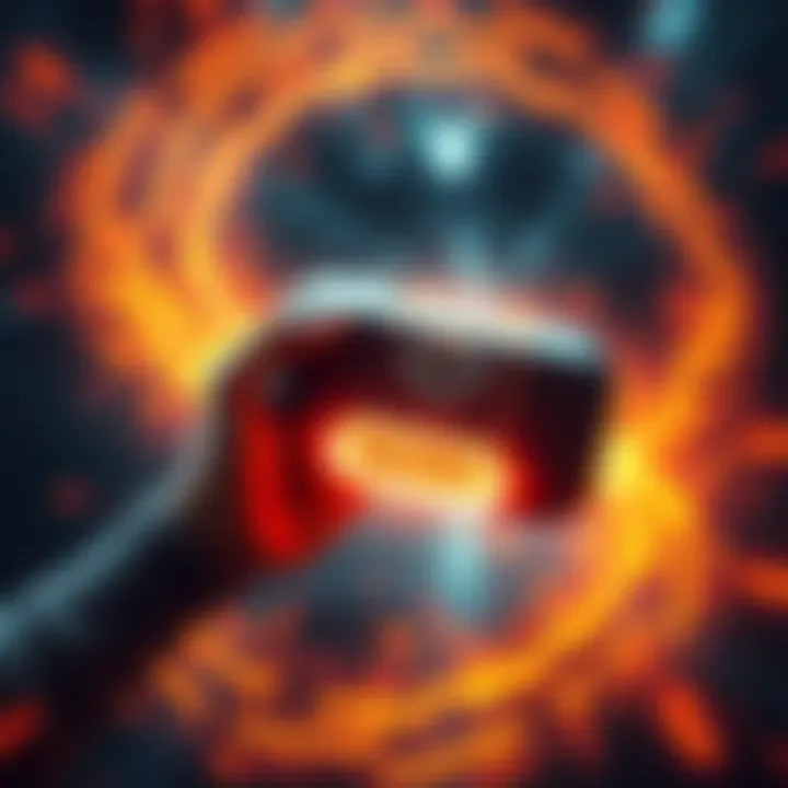 A futuristic handheld device designed for time travel, glowing with energy, surrounded by swirling time vortex effects.