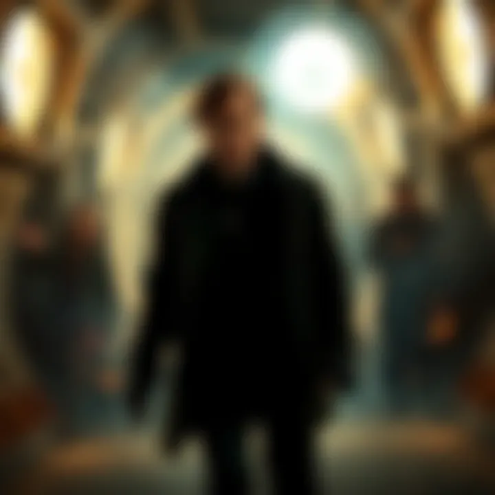 Time-travel scene from Predestination A moment showcasing a time-travel event with a character in a mysterious setting and swirling light effects