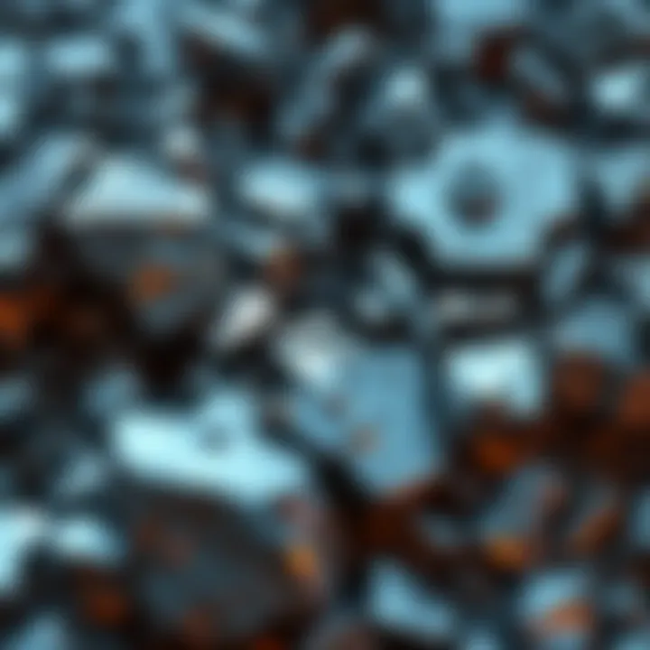 Titanium and Bismuth Debris A close-up view of metallic debris from the Roswell crash, showing pieces of titanium and bismuth with a rough texture.