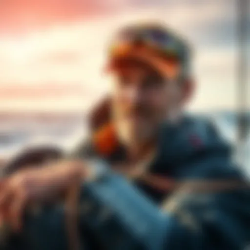 Tribute to Todd Meadows with fishing gear and ocean background
