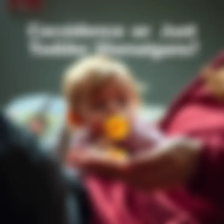 A toddler casually dropping a chip crumb into a parent's hand while they are resting