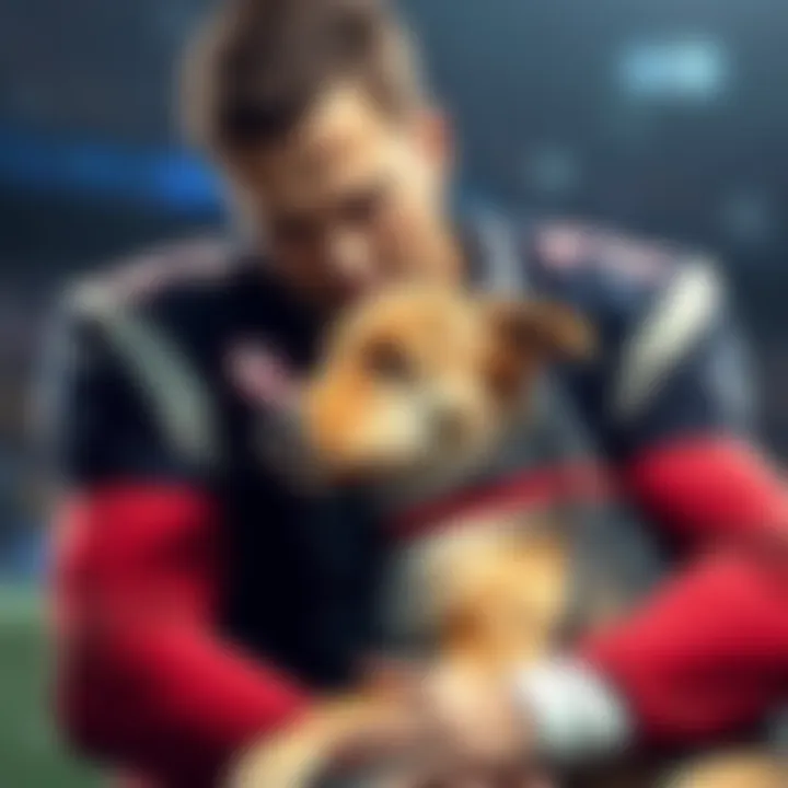 Tom Brady and his dog Junie Tom Brady cuddling with his cloned dog Junie, highlighting the bond they share while referencing his late dog Lua.