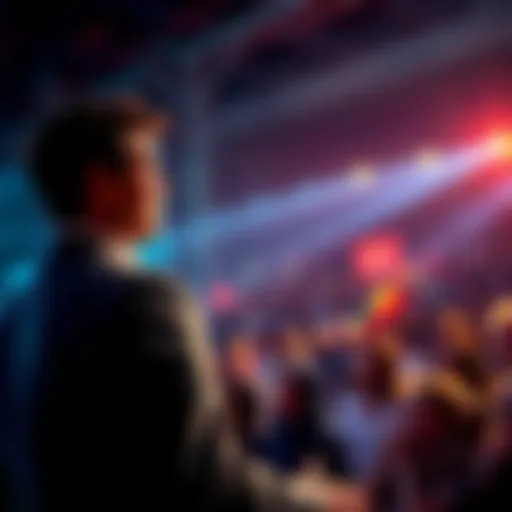 Tom Cruise addresses a crowd, sharing his views while audience listens intently