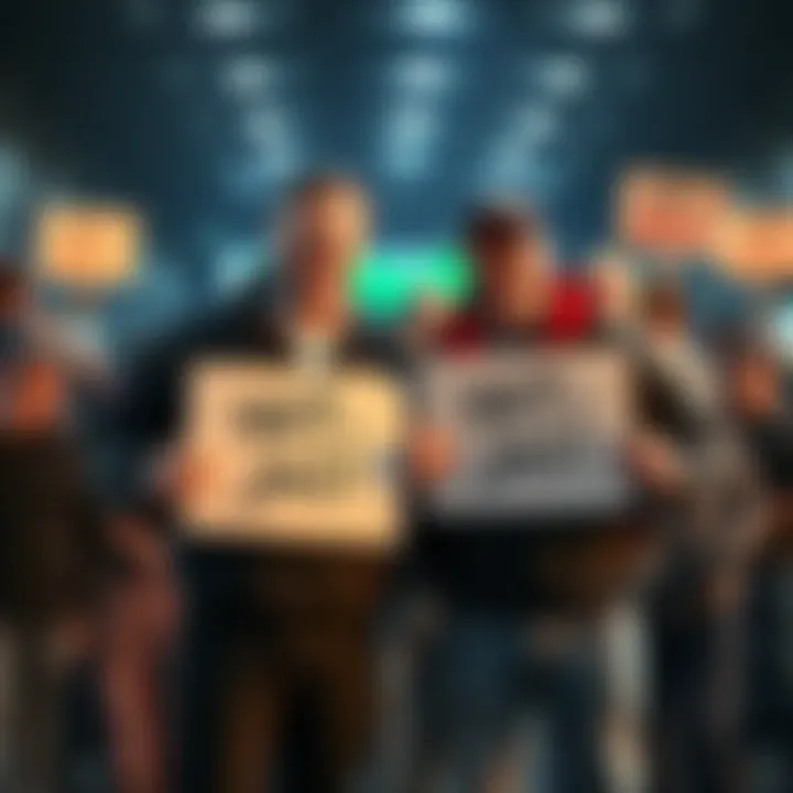 Tony and Mike Beets stand together, holding signs that say 'Not in Jail!' while smiling in front of a crowd