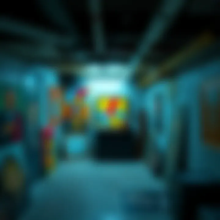 A collection of artwork previously in Tony Podesta's basement, now absent from online platforms, showcasing various styles and colors.