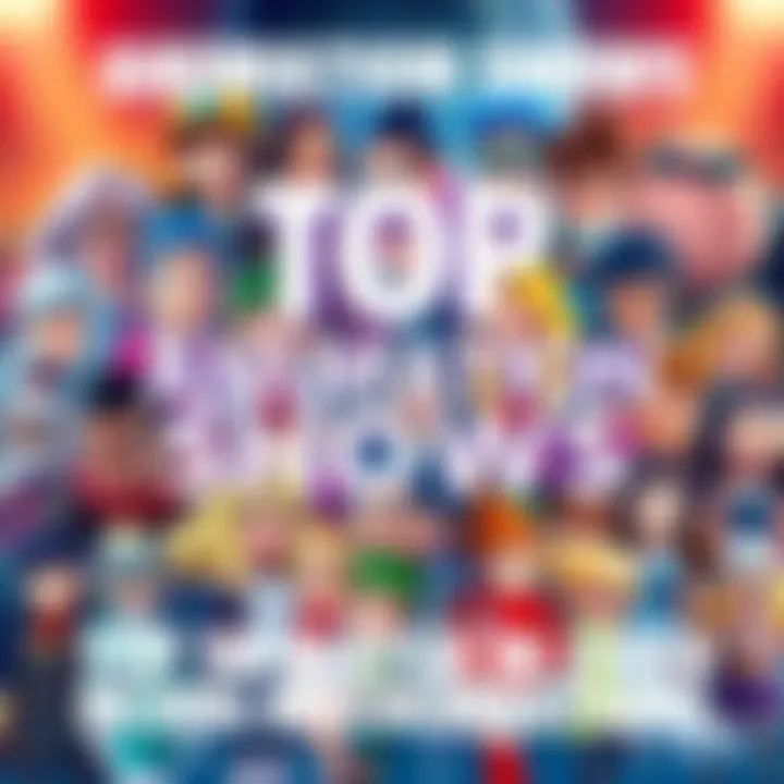A colorful collage of characters from popular animation shows, showcasing different styles and themes, with the title displayed boldly