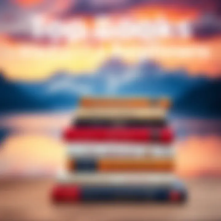 A stack of recommended Vedanta books with a peaceful background, symbolizing a spiritual journey.