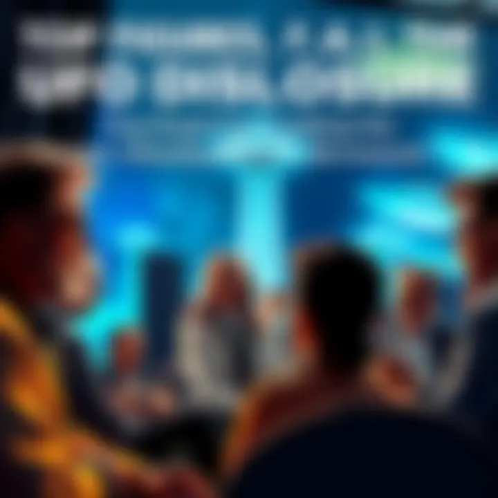 A group of influential personalities in the UFO community discussing various alien topics at a conference.