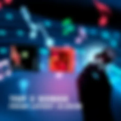 Three highlighted tracks from a recent album with music notes in the background.