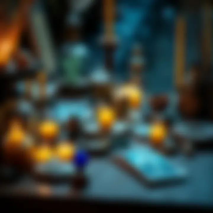 Top US Witchy and Metaphysical Shops A collection of witchy and metaphysical products like crystals, candles, and tarot cards displayed on a wooden table