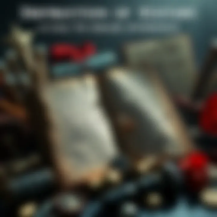 A damaged book with torn pages representing the erasure of historical events, surrounded by symbols of modern revisionism.