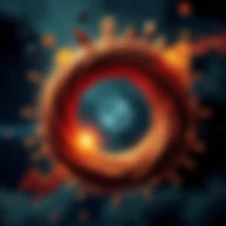 A torus shape surrounded by various symbols representing biblical teachings and scientific concepts.