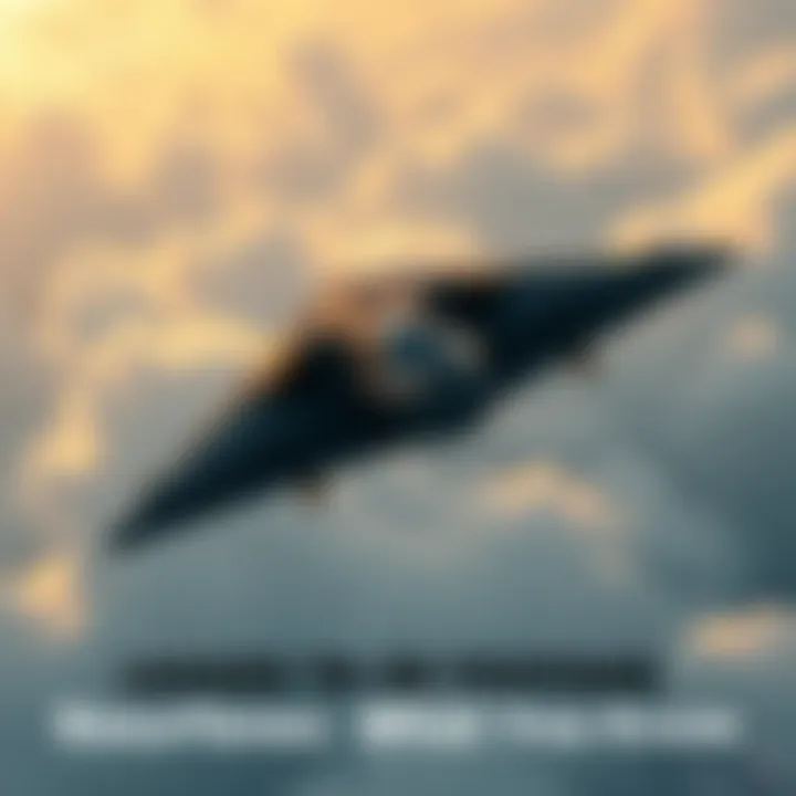 A mysterious triangular TR-3B aircraft flying against a cloudy sky, showcasing its unique shape and silhouette.
