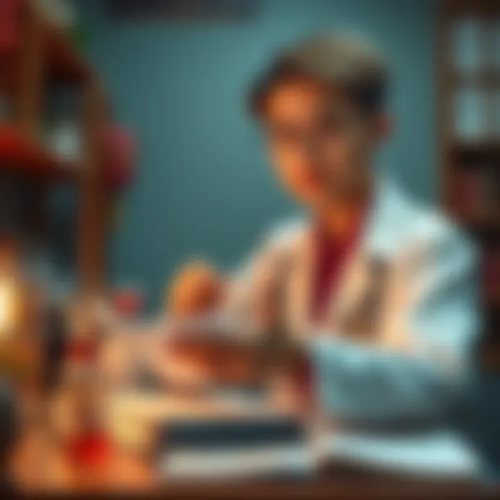 A student exploring traditional Chinese medicine with herbal remedies and study books