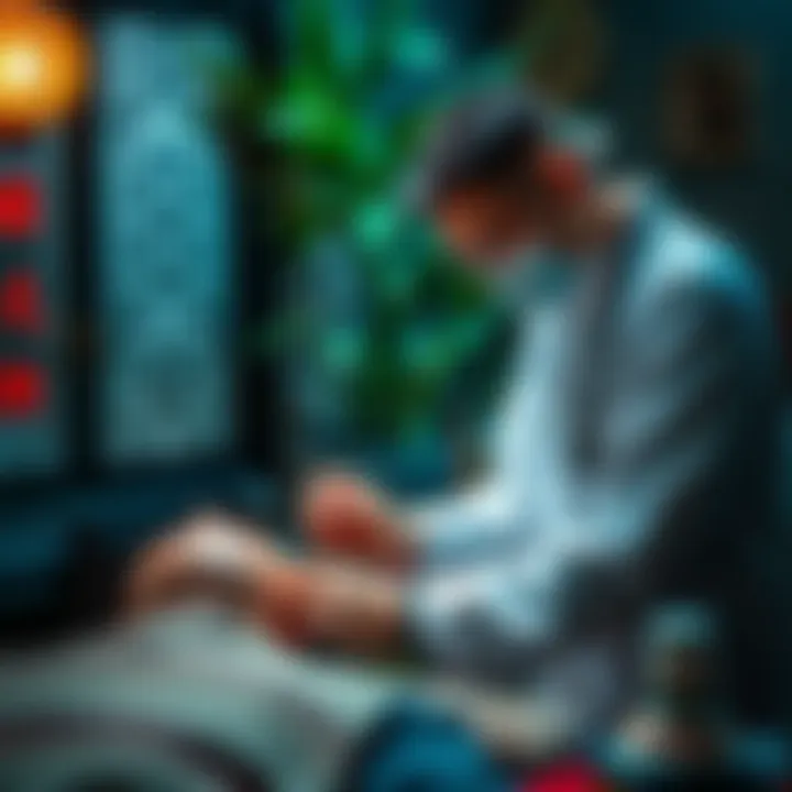 A practitioner applying acupuncture needles to a patient in a serene setting, showcasing traditional Chinese medicine practices.