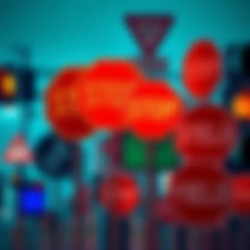 A collection of various traffic signs showing their meanings, including stop signs and yield signs.