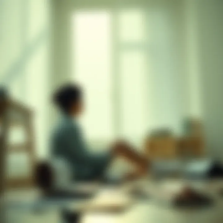 A young trainee looks thoughtful while sitting in a bright room, with audition materials scattered around them, symbolizing their emotional journey and desires.