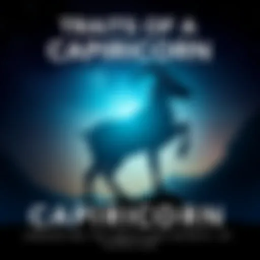 A Capricorn zodiac symbol with a goat silhouette and stars in the background, representing determination and discipline.