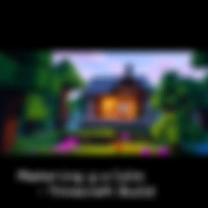 A peaceful Minecraft scene featuring a serene house surrounded by trees and flowers