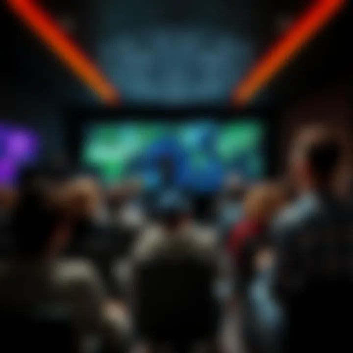 A group of people attending a lecture on TransDimensional Mapping techniques, with a speaker demonstrating techniques at the front of the room, and attendees engaged in practical sessions.