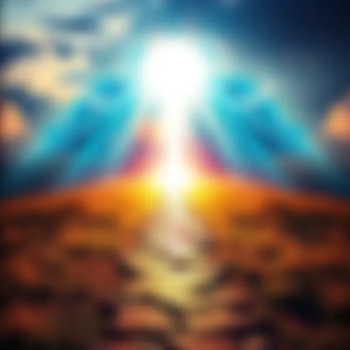 A path leading towards a bright light, symbolizing spiritual growth and transformation inspired by Metatron.