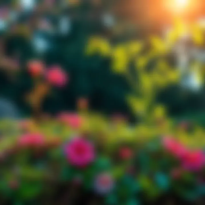 A vibrant scene of nature with blooming flowers and lush greenery, symbolizing growth and change in Transformation Season.