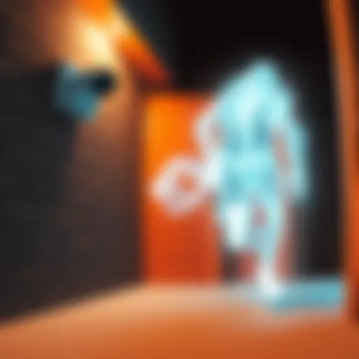 A clear image of a ghostly, transparent figure resembling a man running quickly near a doorbell camera