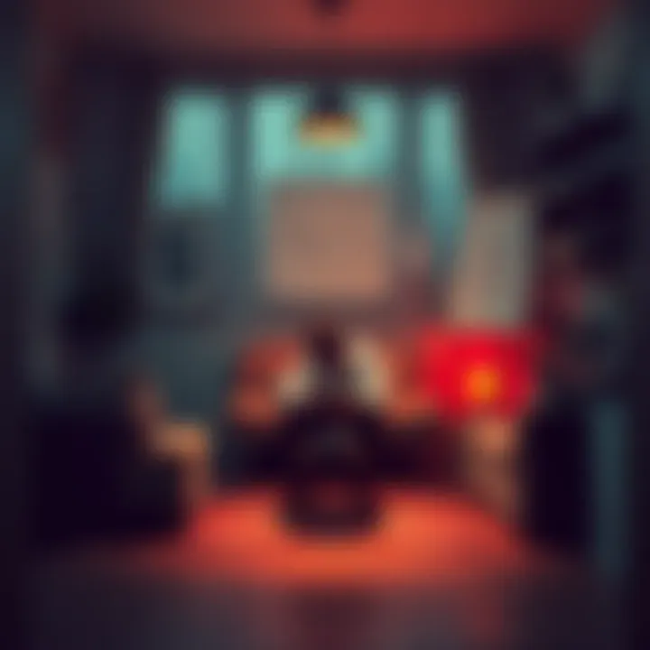 A thoughtful person sitting in a cozy room, reflecting on the connection between trauma and empathy, with various expression charts around them.