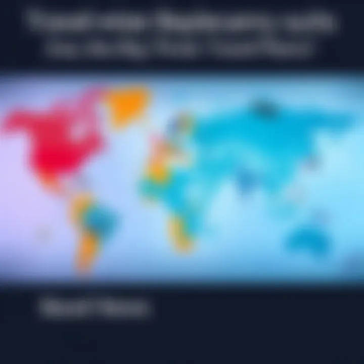 A world map with highlighted countries showing travel suggestions based on interests