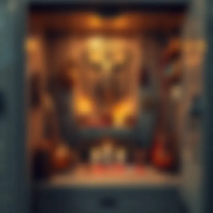 Travel altar in a band locker A band locker open to reveal a small travel altar dedicated to Apollo, with candles and symbols, surrounded by musical instruments and school supplies.