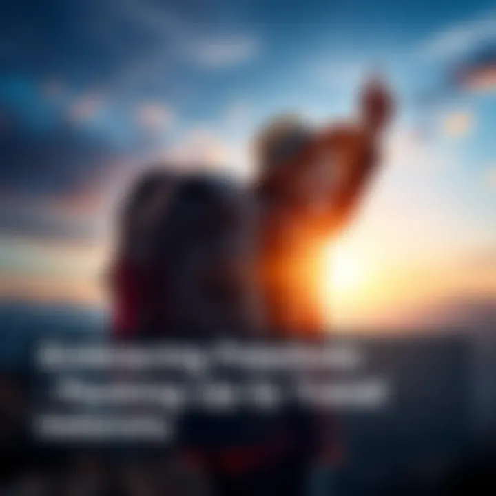 A traveler joyfully packing a backpack, ready for an adventurous journey