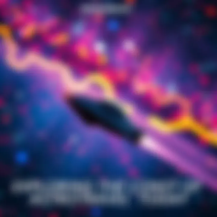 A depiction of a spaceship traveling through a colorful starry sky