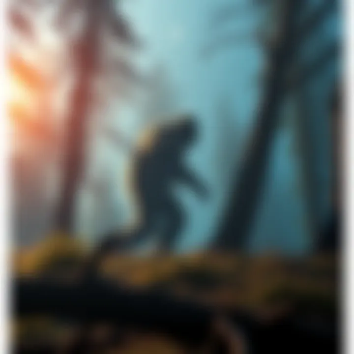 Art by Travis Chapman showing Bigfoot in a forest among wildlife