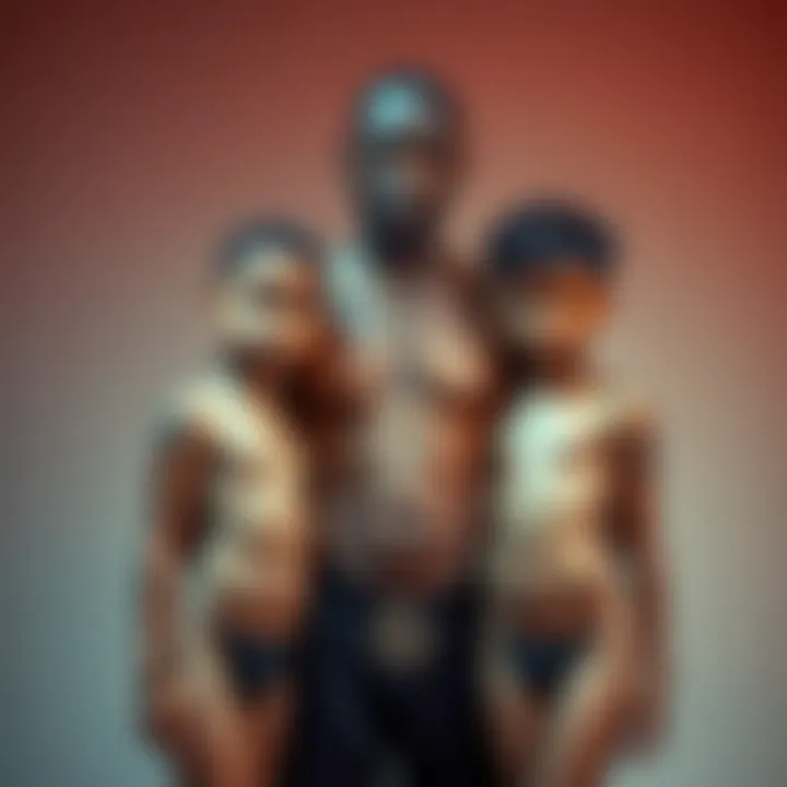 Travis Scott posing with two children, one child has drawings on their body while both appear to be stripped down for the shoot.