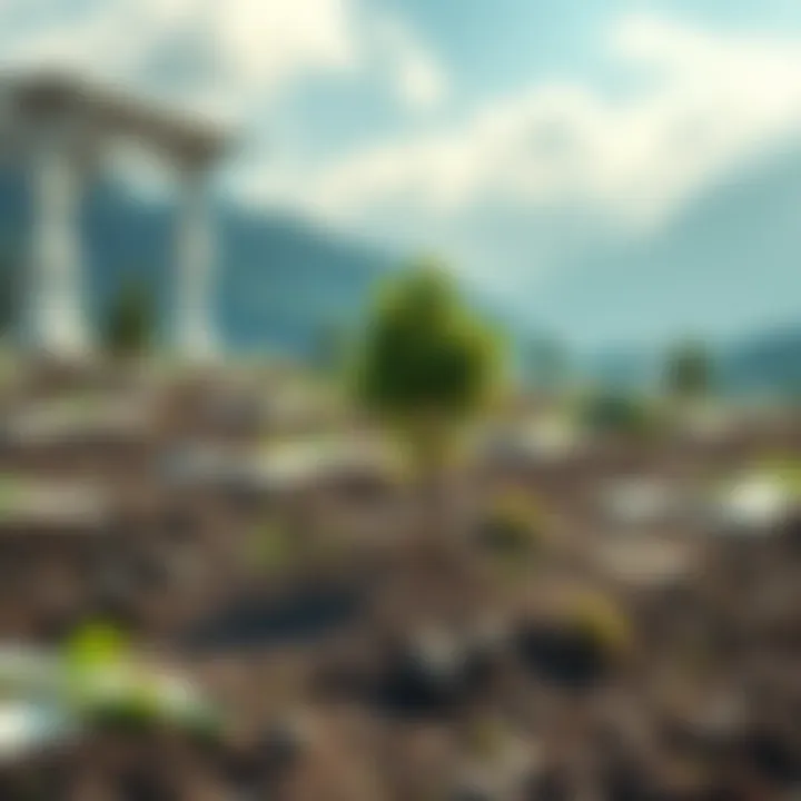 A peaceful grave site with a young tree growing, symbolizing the idea of planting a tree on a body after death.