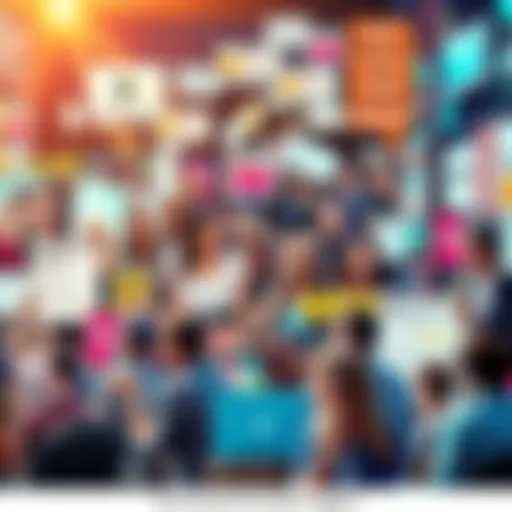 A vibrant collage showing funny memes, popular trends, and people engaging in discussions online.