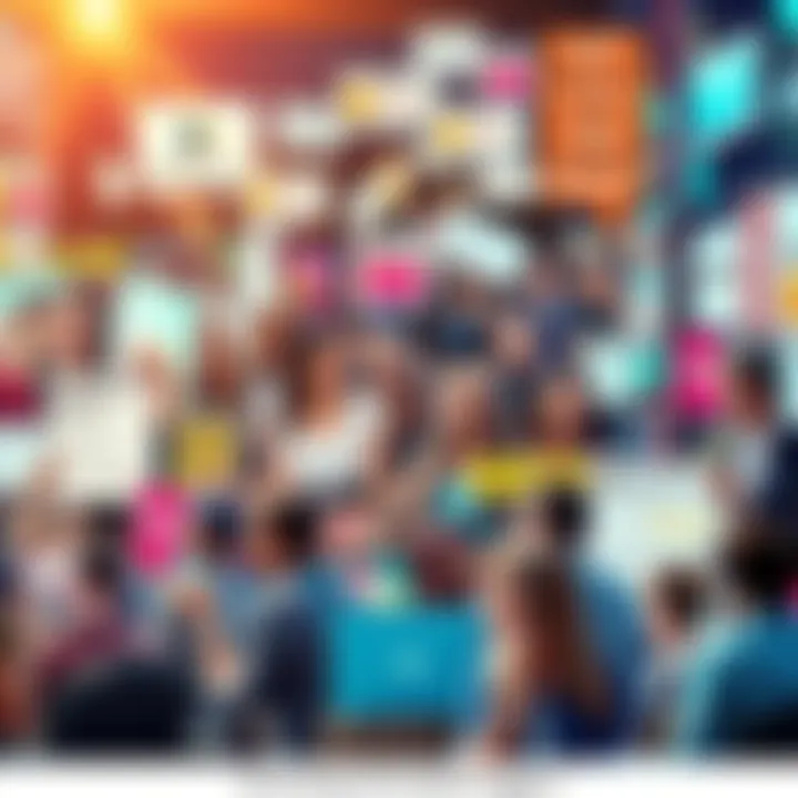 A vibrant collage showing funny memes, popular trends, and people engaging in discussions online.