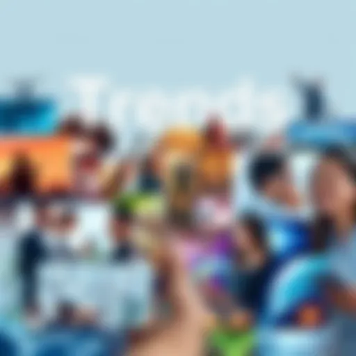 A collage of images representing technology, climate change, health, and society in 2025, showing diverse people engaging with new devices and concepts.