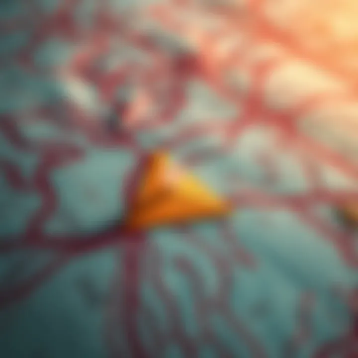 A captivating visual representation of three points forming a triangle on a map, hinting at hidden significance and exploration.