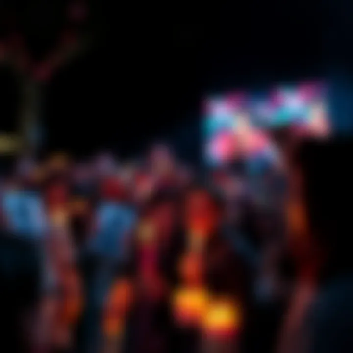 Tribute to a Music Legend A candlelight vigil with fans holding candles and photos of a famous musician, symbolizing remembrance and impact on music culture.