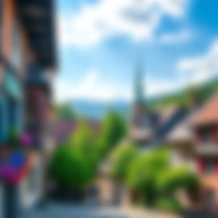 A stunning view of Triebel, Germany showcasing traditional architecture and lush greenery