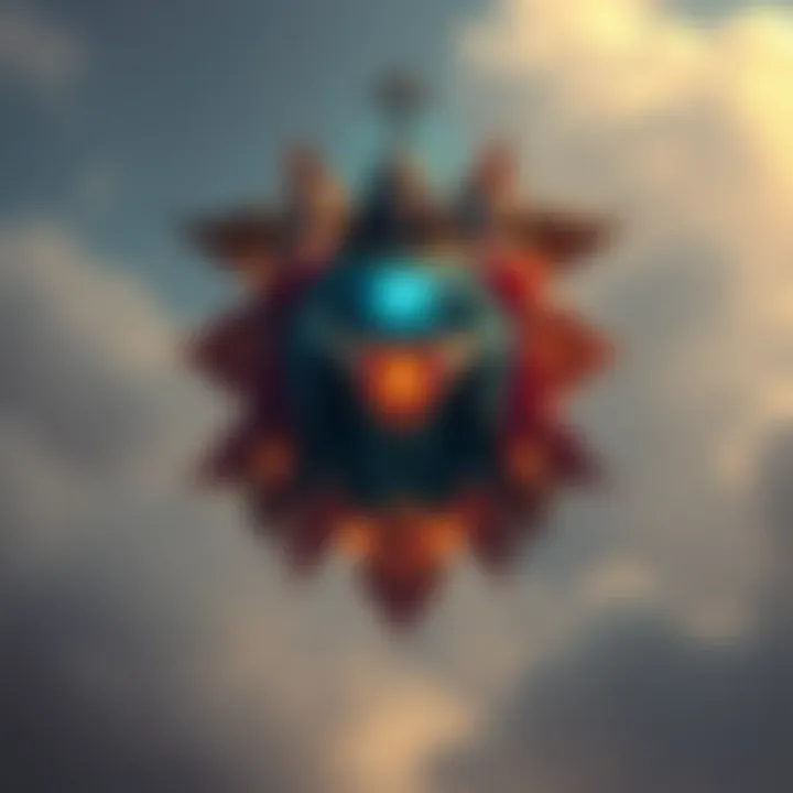 An artistic representation showing three figures symbolizing the Trinity, connected by a heart, illustrating love and unity in Christian mysticism.