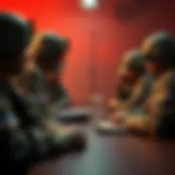 Troops and Tension U.S. military personnel in a tense meeting discussing potential deployment to the Middle East.