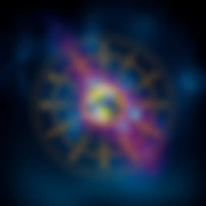 Illustration showing both tropical and sidereal zodiac symbols with a starry background