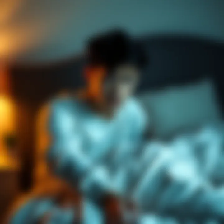 A young adult sitting on a bed with a worried expression, reflecting on unsettling dreams about siblings.