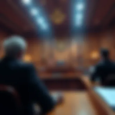 A courtroom scene showing a judge delivering a sentence to a truck driver involved in a fatal collision with figure skater Alexandra Paul.